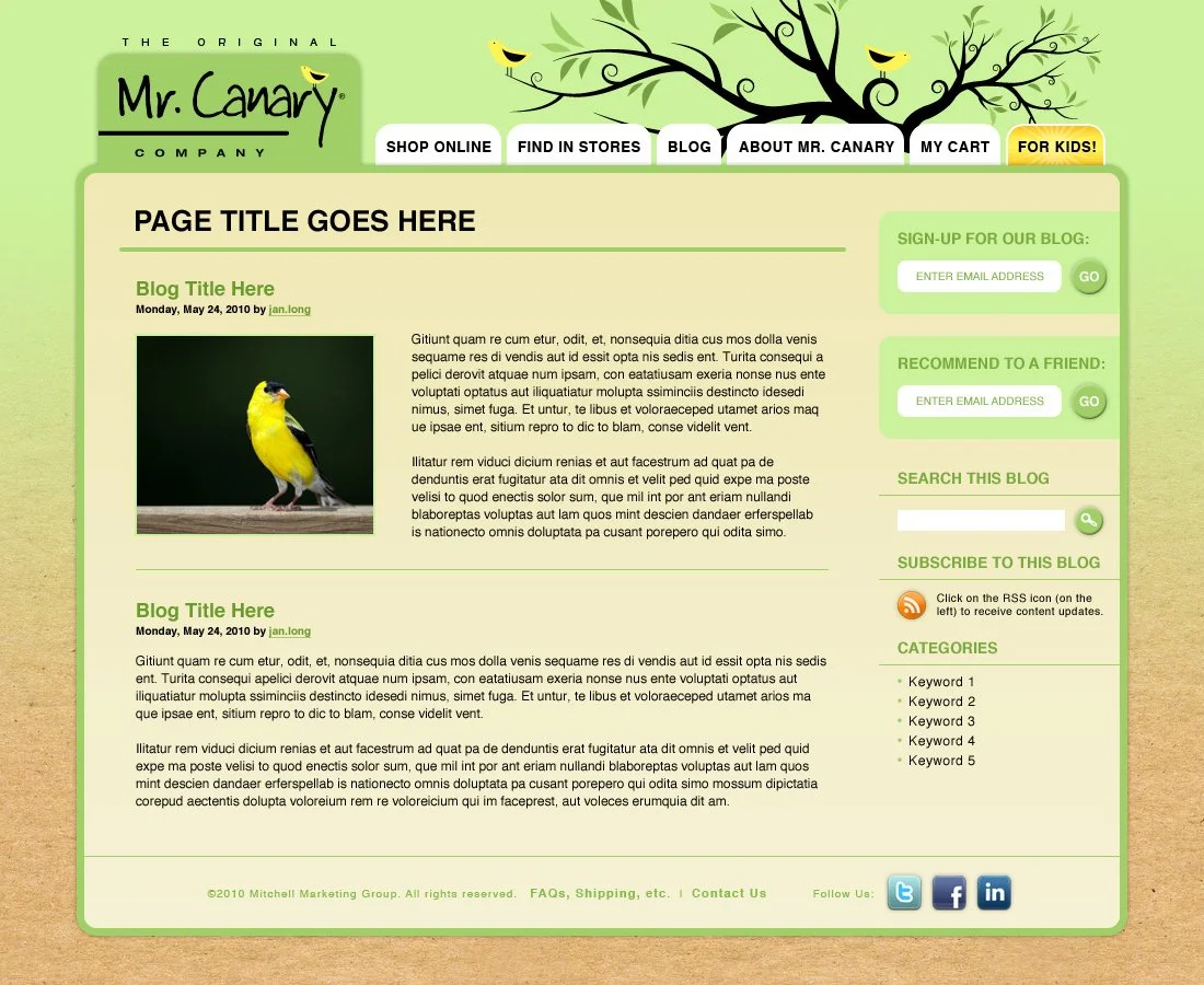 Mr. Canary - Website - Blog