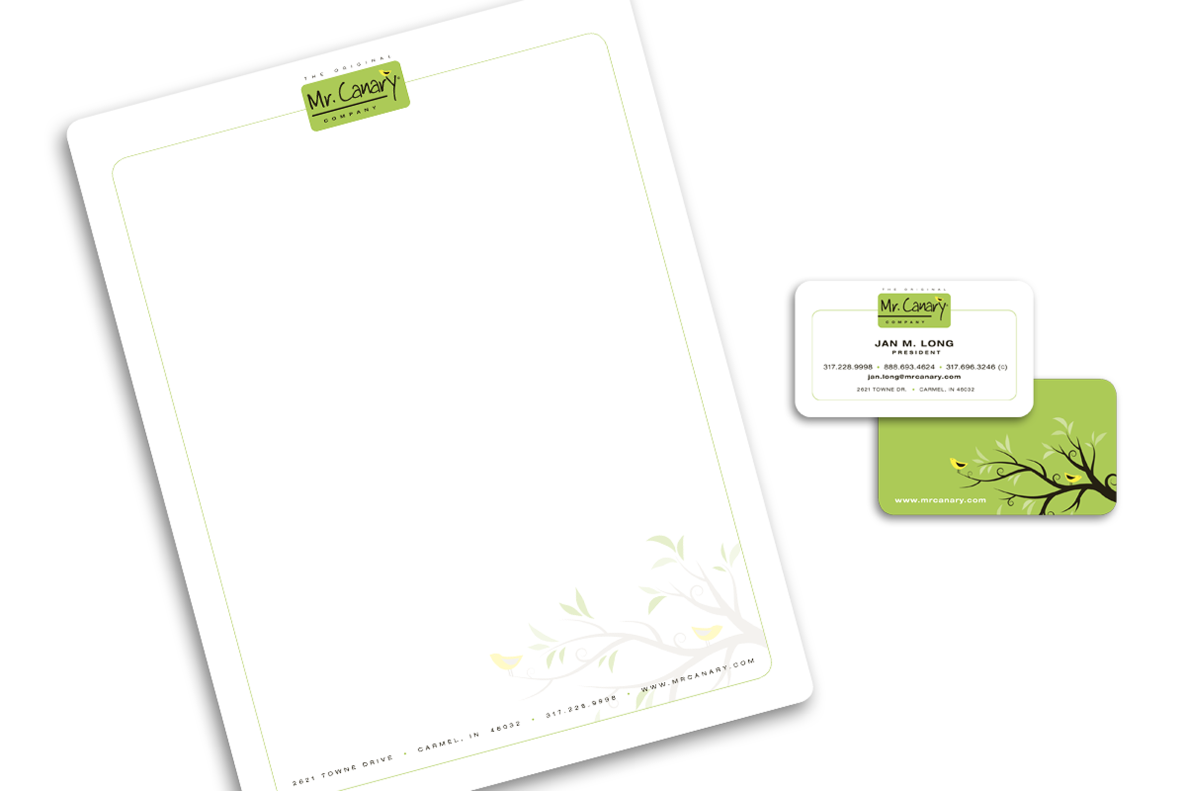 Mr. Canary Letterhead & Business Card