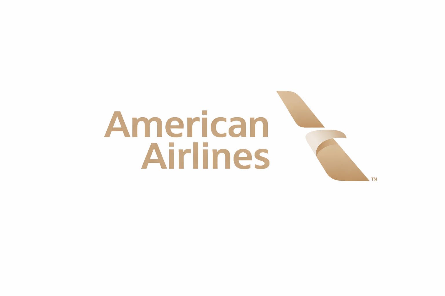 American Airlines logo with text and a stylized bird icon in gold color on a white background.