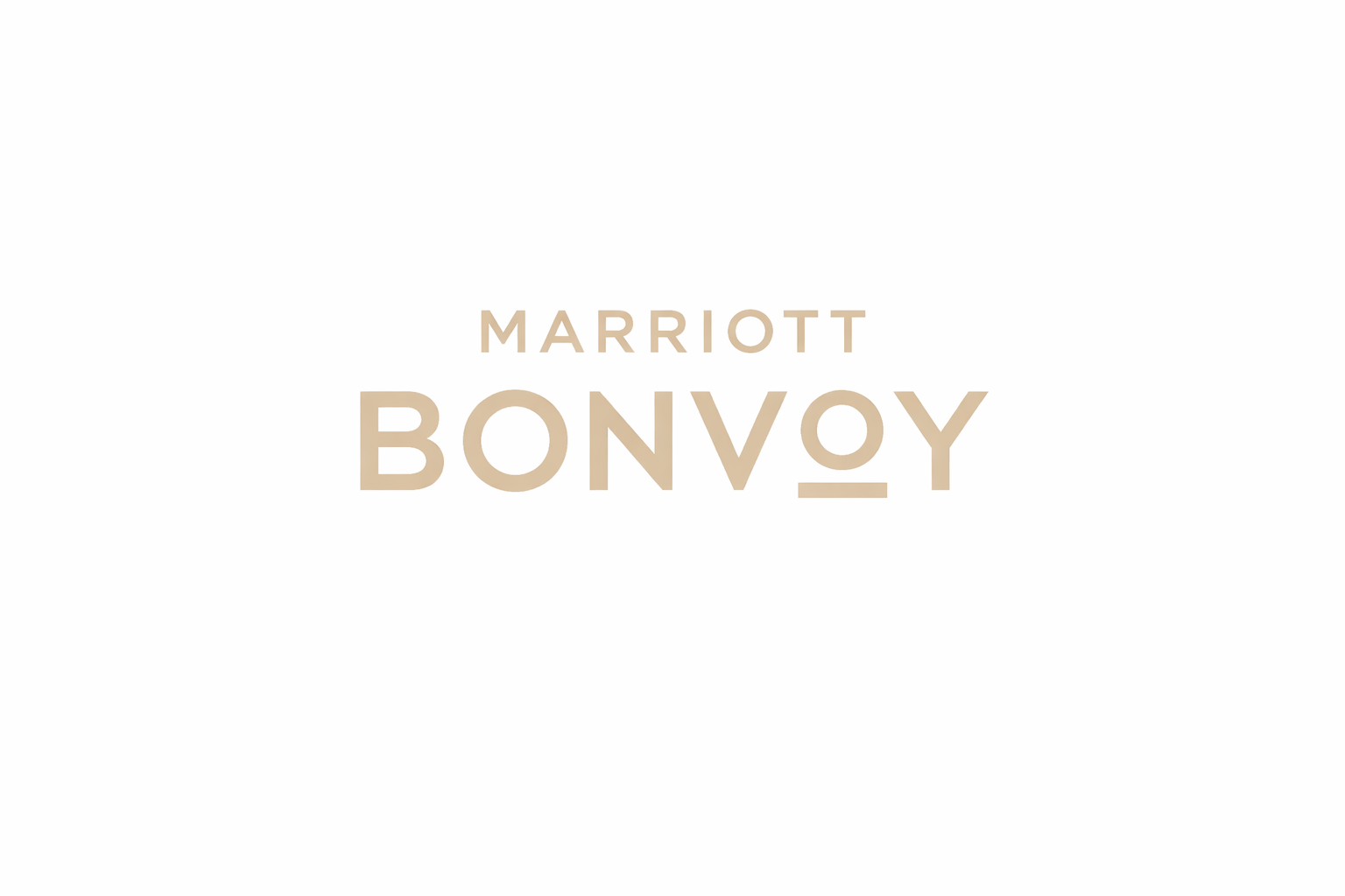 Marriott Bonvoy logo in beige text on a white background