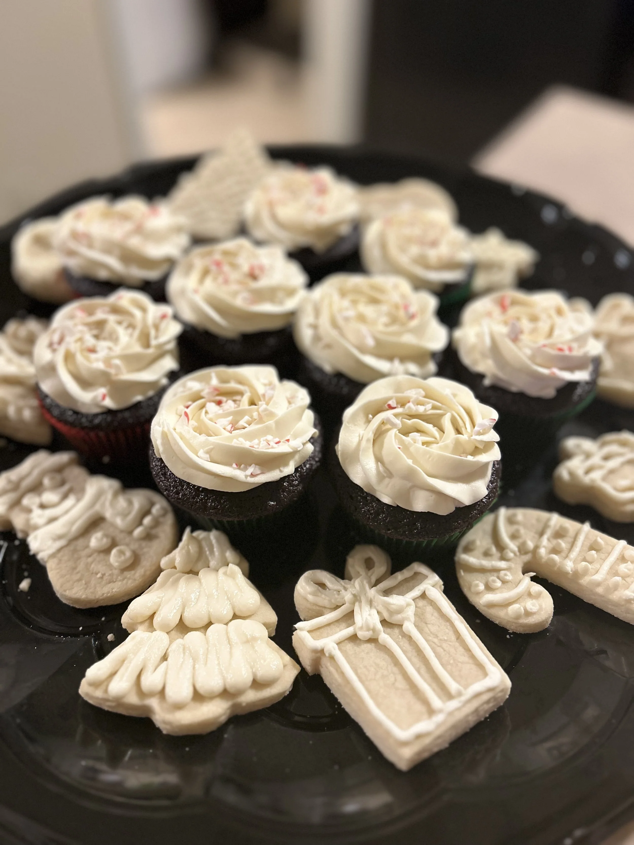 chocolate peppermint cupcakes and sugar cookies