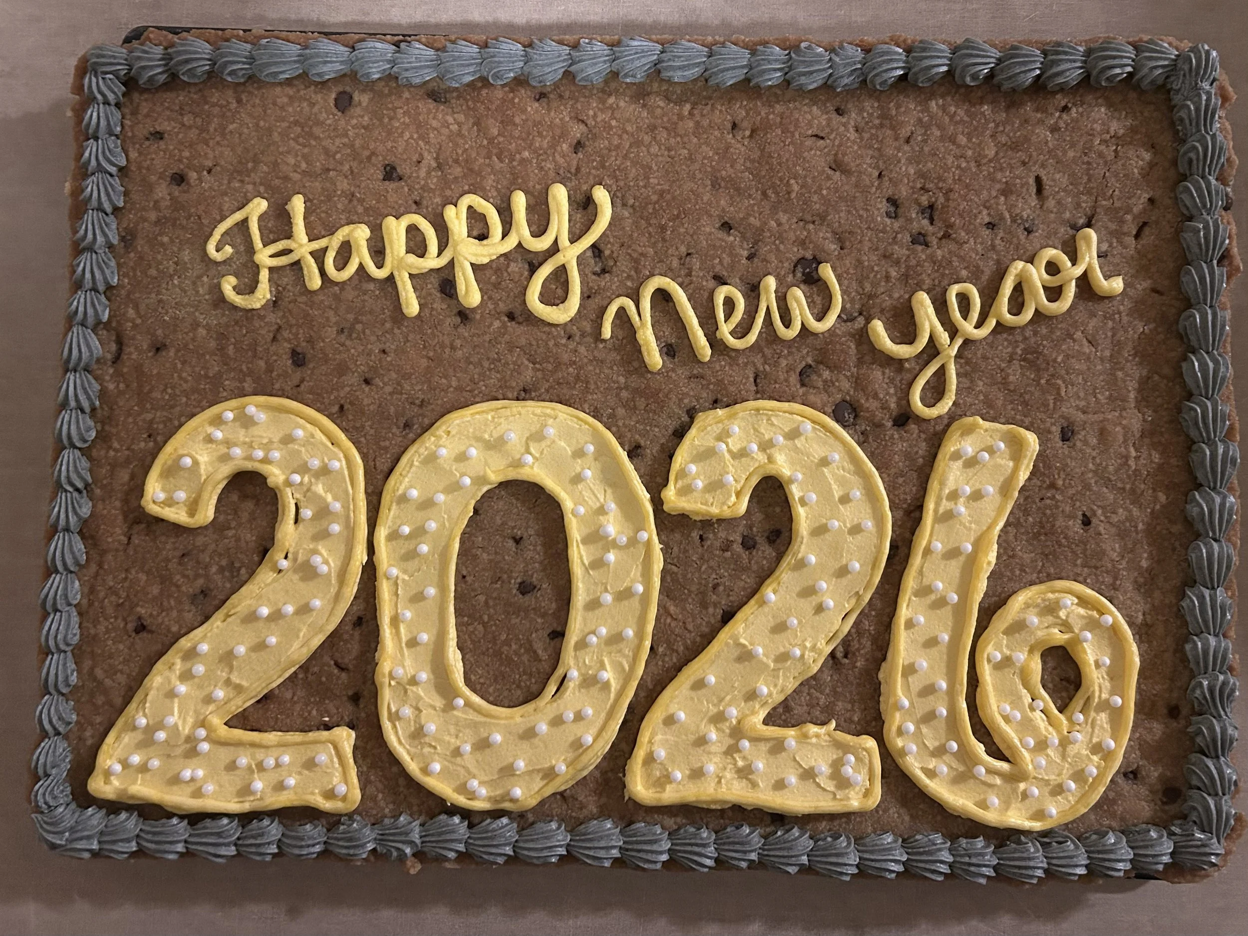 cookie cake with custom buttercream message