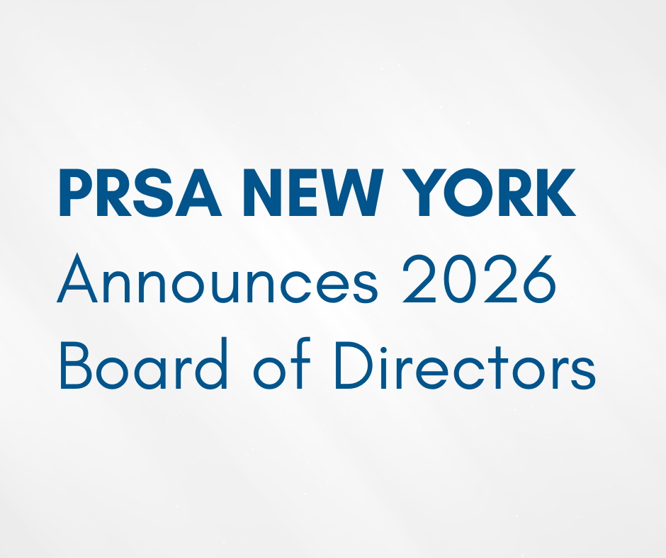 Announcement that PRSA New York will reveal its 2026 Board of Directors