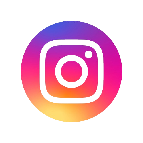 Instagram logo with a colorful gradient background featuring purple, pink, orange, and yellow hues.