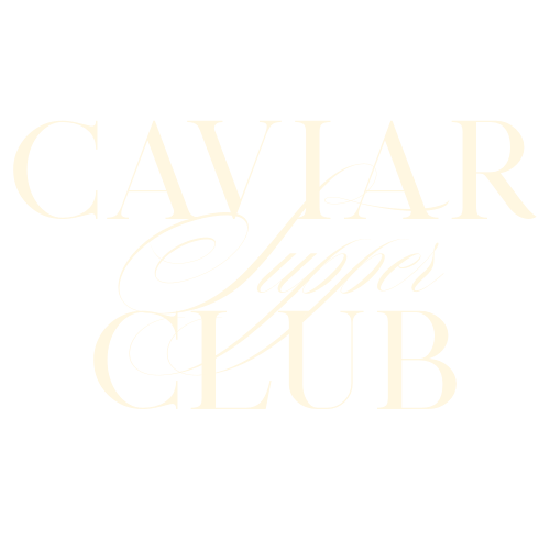Stylized text logo reading "Caviar Suppers Club" on a black background.