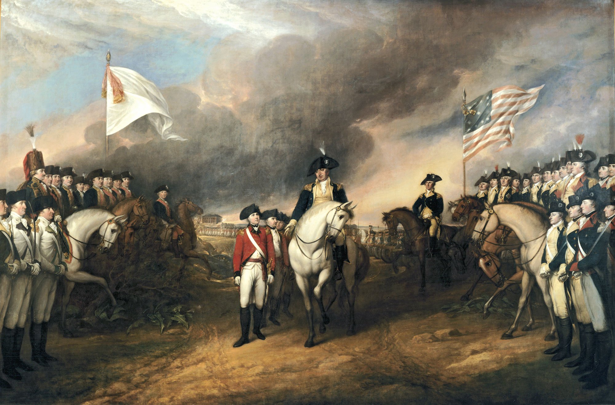 The Surrender of Lord Cornwallis — John Trumbull. Yorktown (1781). Cornwallis's surrender ended major fighting in North America. Although peace would not be formally recognized until the Treaty of Paris in 1783, American independence had effectively 