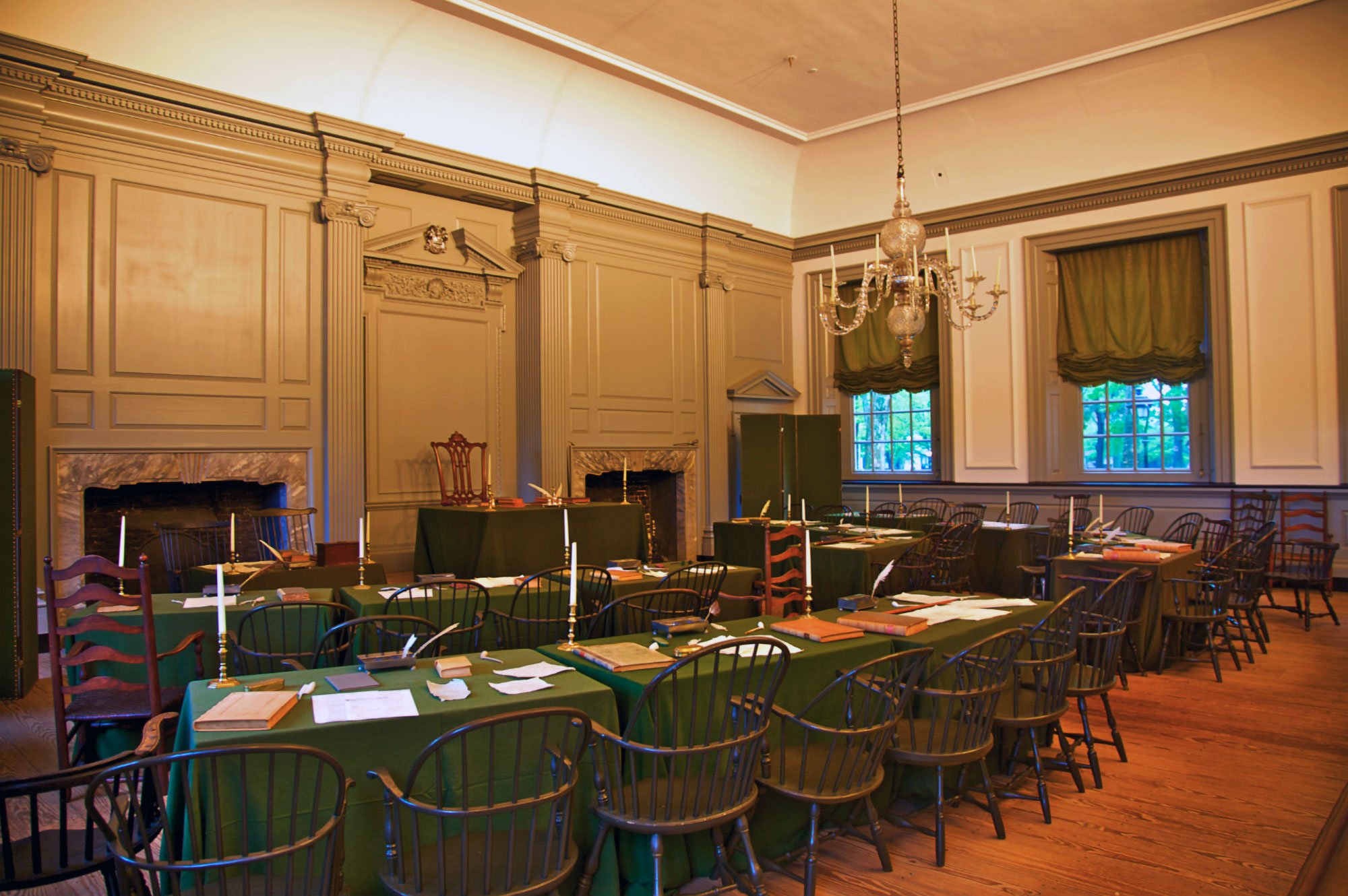 Independence Hall, Philadelphia. During the summer of 1787, delegates met behind closed doors in stifling heat, sealing the windows against the noise and smells of the street as they debated, compromised, and reshaped American government.