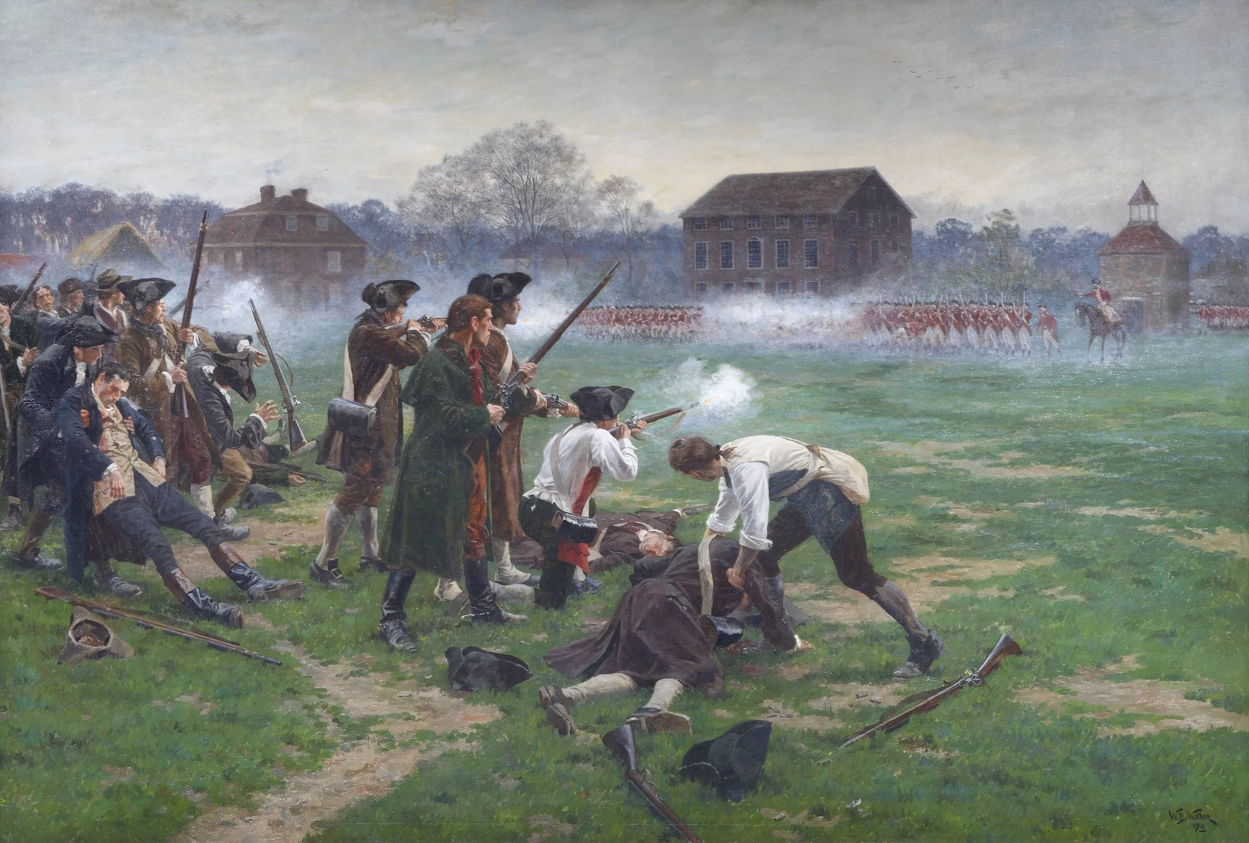 The Battle of Lexington (1775).
The first clash of the Revolution. At Lexington Green, colonial militia confronted British regulars, transforming years of political resistance into armed conflict—and ending any realistic hope of reconciliation.