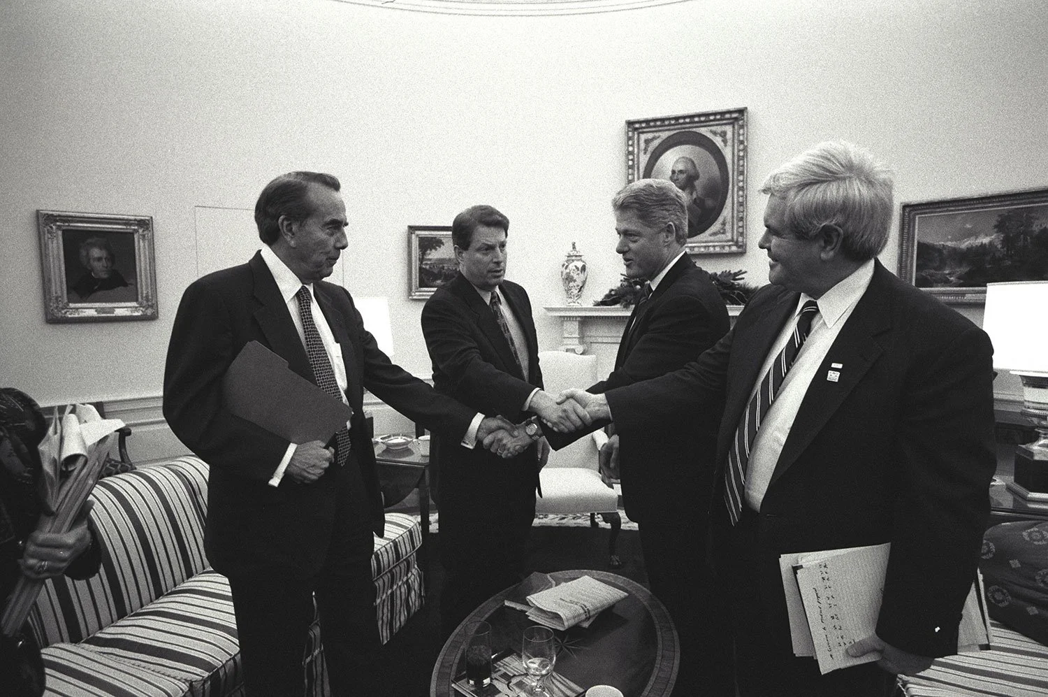 The Republican Revolution.
The 1994 congressional elections shifted control of the House of Representatives for the first time in four decades, reflecting changing political priorities and a renewed national debate over the role of government.