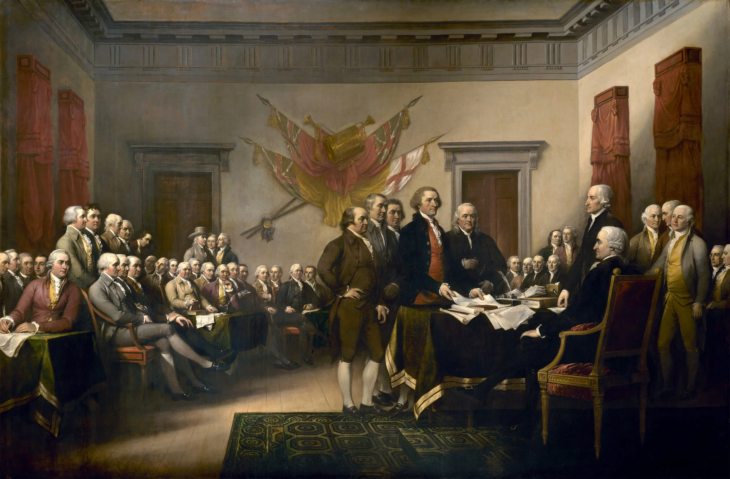 Declaration of Independence (July 4, 1776). John Trumbull.  On July 4, 1776, the Continental Congress adopted the Declaration of Independence. What had begun as resistance had become revolution.