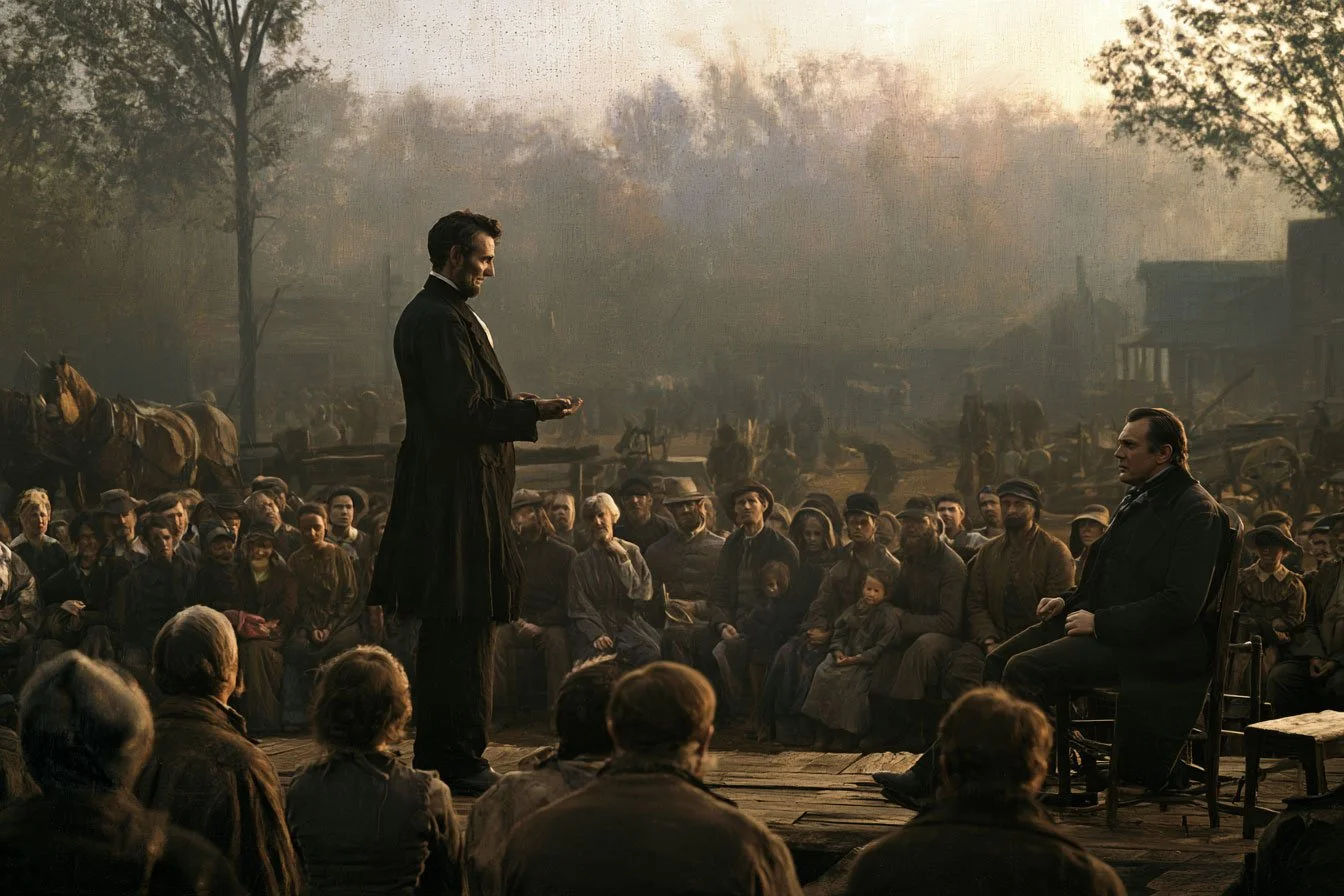 Lincoln and Douglas — 1858. In a series of Illinois Senate debates, Abraham Lincoln and Stephen A. Douglas confronted the question dominating national politics: whether slavery would be permitted to expand westward. Their arguments brought the sectio