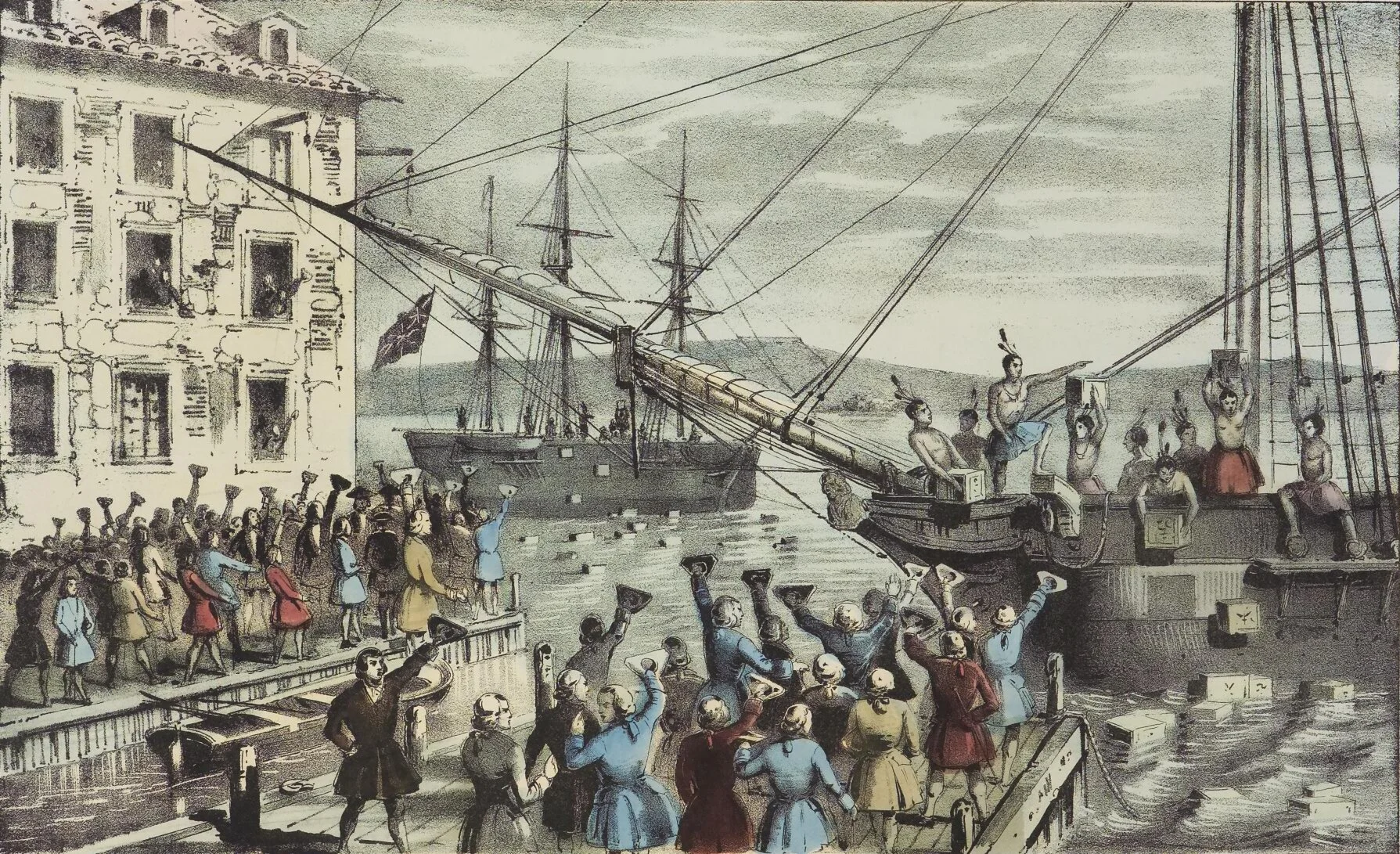 Boston Tea Party (1773)

Resistance to Parliament's tea tax became a defining act of defiance. The destruction of East India Company tea united colonial opposition and made reconciliation increasingly unlikely.

