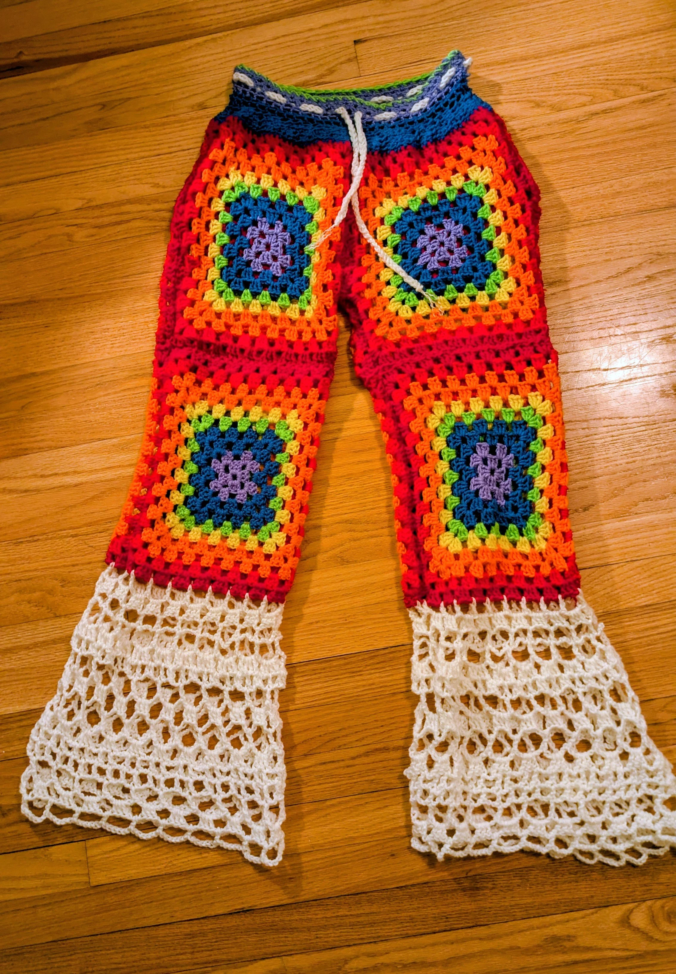 Rainbow Crochet Pants