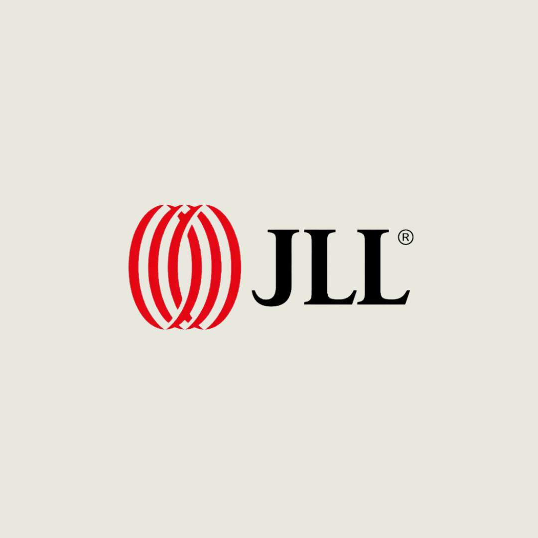 JLL company logo with a red spherical symbol made of interwoven lines and the text 'JLL' in black.
