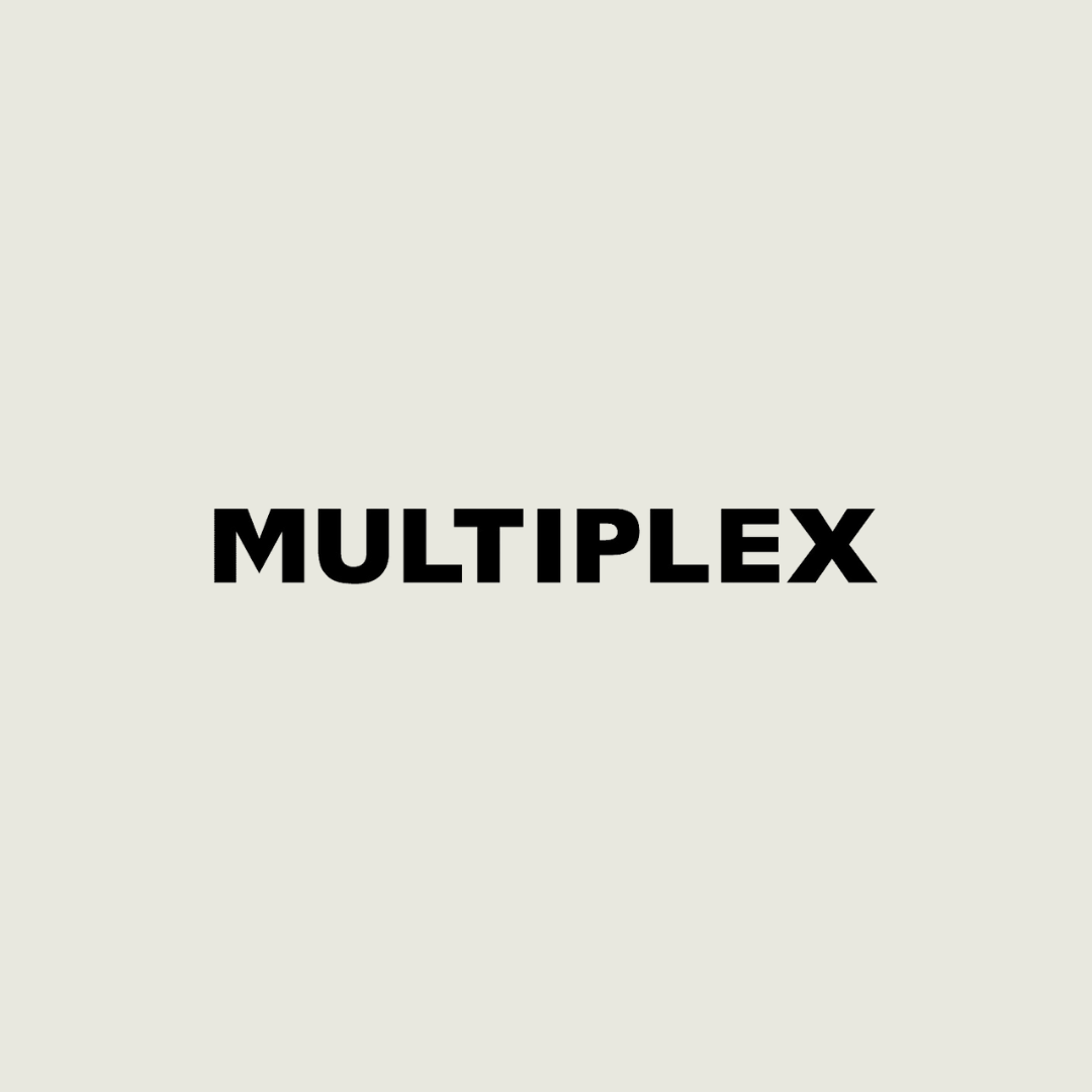 The word 'MULTIPLEX' in bold black letters on a light beige background.
