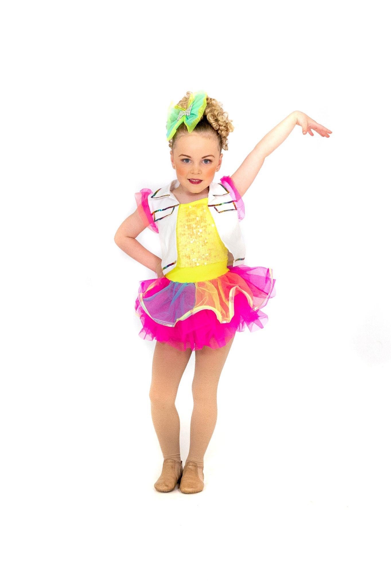 Bright Rainbow Jazz Dance Costume (Size SC)