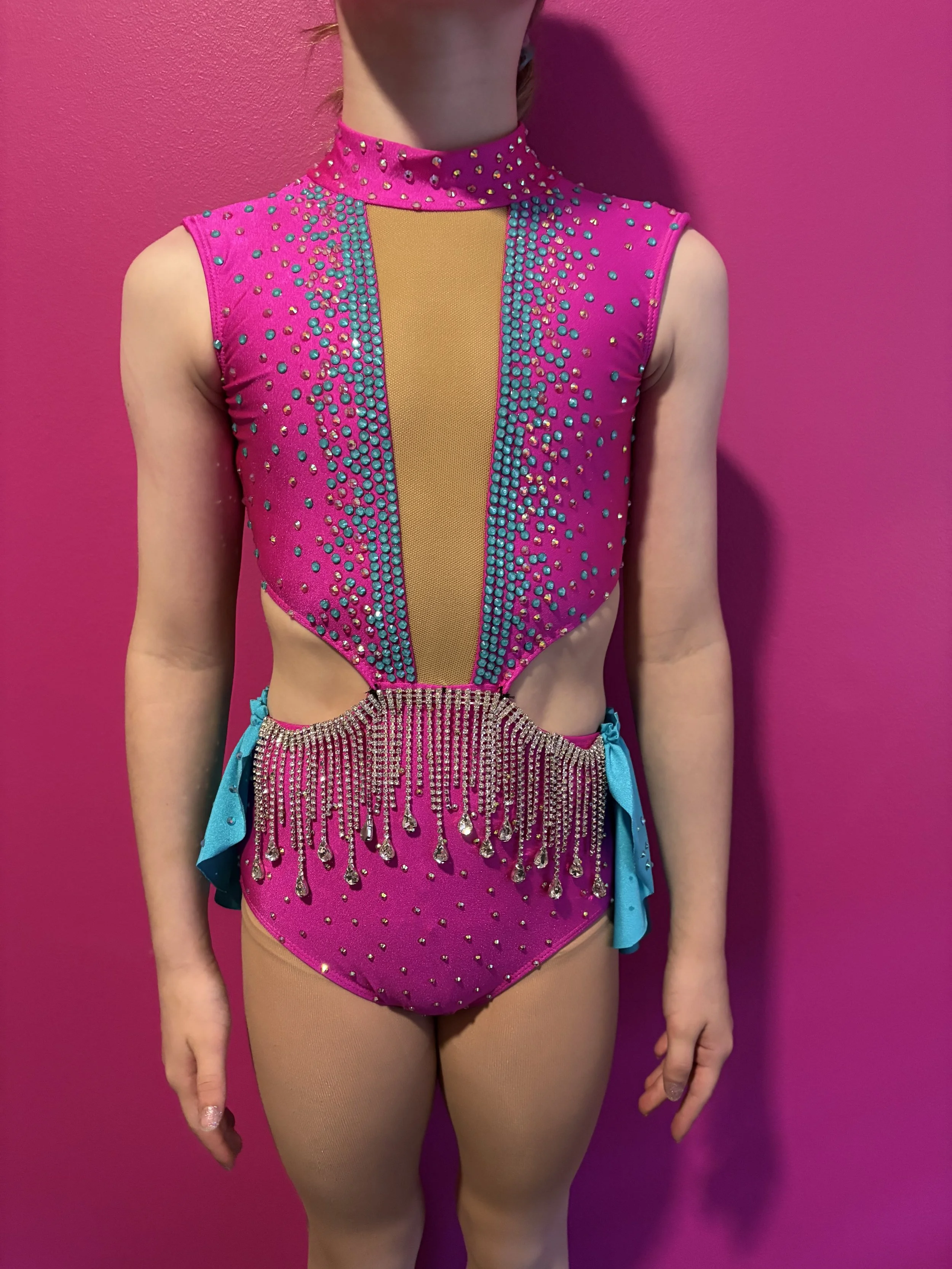 Hot Pink / Blue Jazz Dance Costume (Size 8-10)
