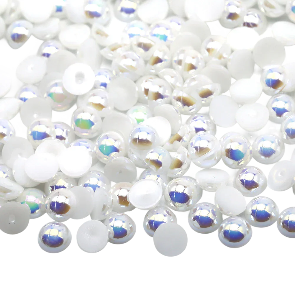 White AB Flatback Pearls Rhinestones (1000 Pack)
