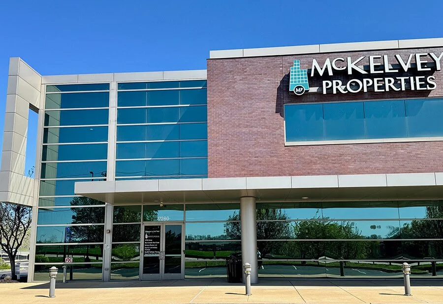 Facade of the McKelvey Properties Building in which RootED Pathways Therapy in Chesterfield, Missouri is located.