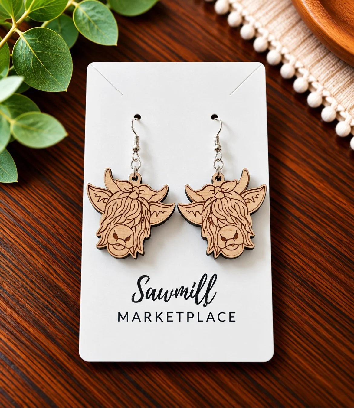 Highland Cow Dangle Earrings