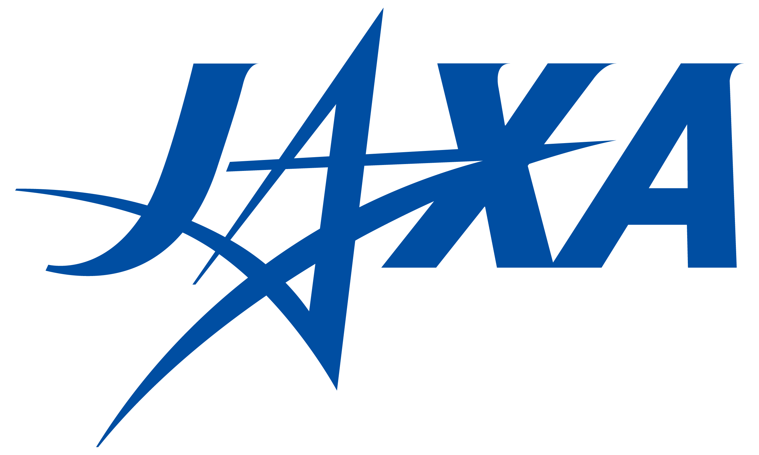 The logo of JAXA, the Japan Aerospace Exploration Agency, in blue text with a stylized star and shooting star design.
