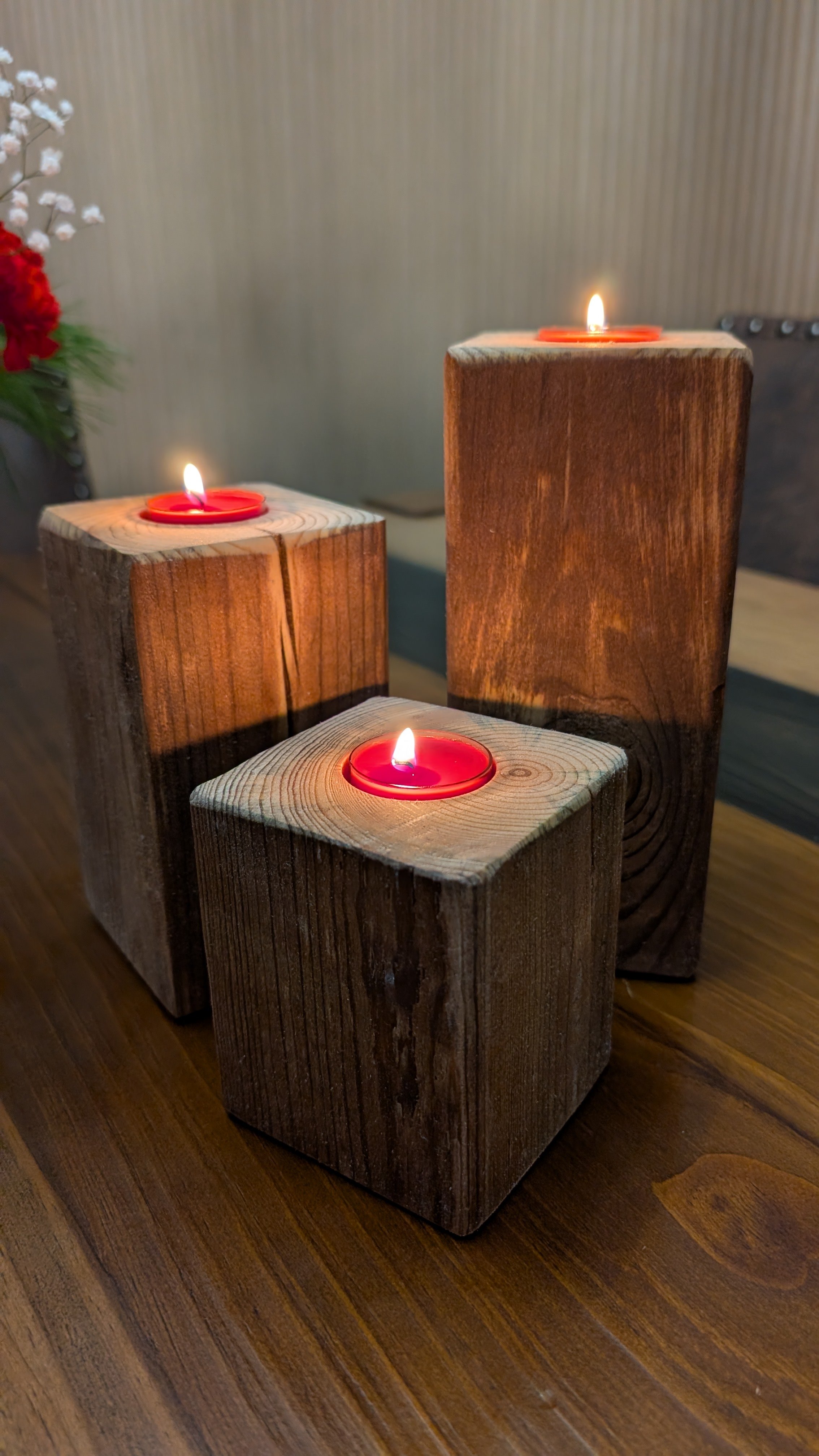 Tea Light Set - Natural/Teak Oil