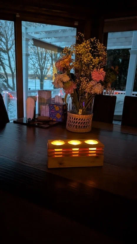 Natural/Teak Oil 3 Votive Candle Holder - Grooved