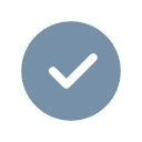 A blue circle with a black checkmark inside.