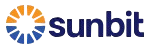 Sunbit logo featuring an orange sun with rays and the company name in blue