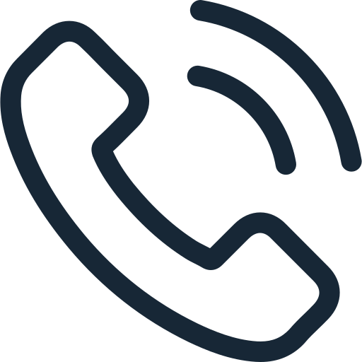 Icon of a black telephone receiver with radio signal lines indicating a call or communication.