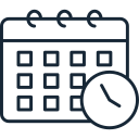 Calendar icon with a clock overlay