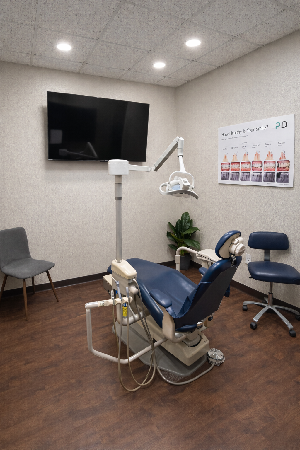 Dental treatment chair inside Missouri City TX emergency dental office