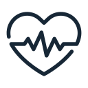 Heart shaped icon with a heartbeat line inside