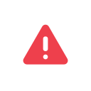 Red triangular warning sign with an exclamation mark inside.