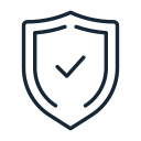 Shield with a check mark in the center.