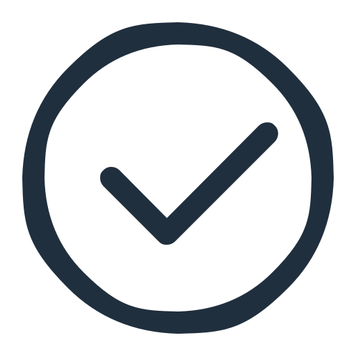 A checkmark inside a circle, representing approval or completion.