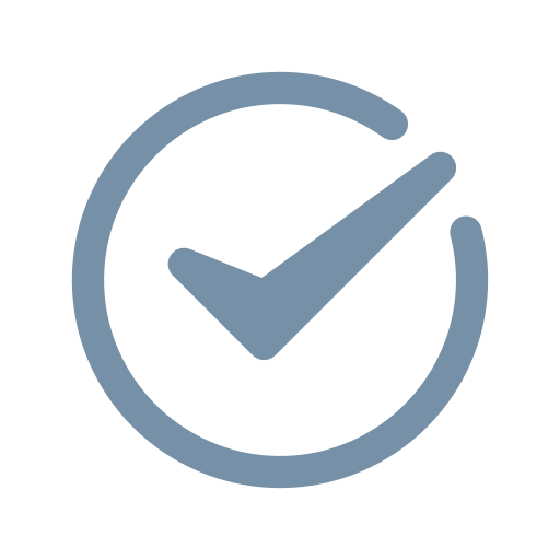 A blue check mark inside a circle