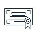 A digital certification or award with a ribbon icon