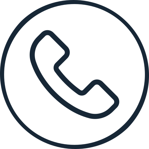 Icon of a telephone receiver inside a circle