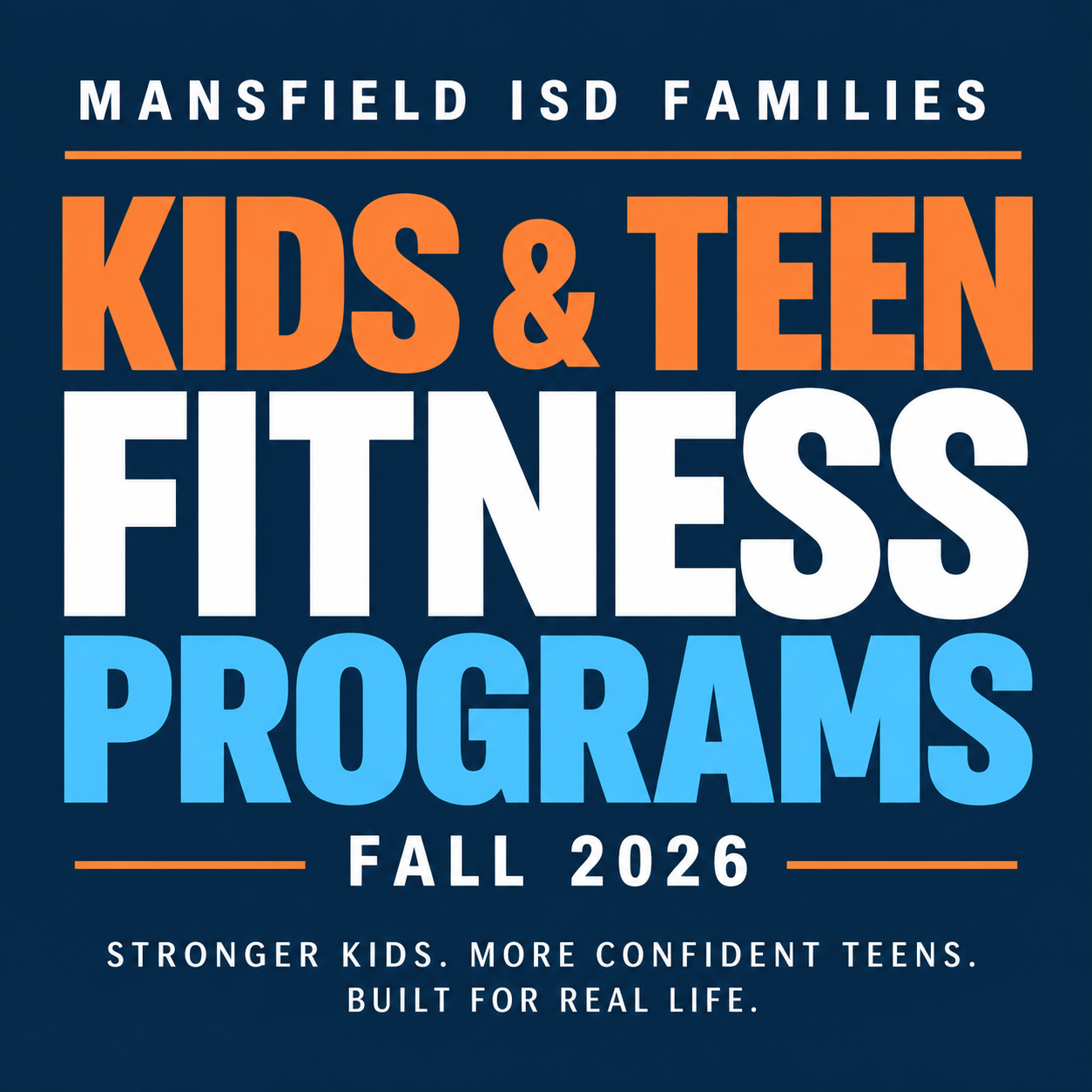 MANSFIELD ISD FAMILIES: LOOKING FOR A FALL FITNESS PROGRAM FOR YOUR CHILD OR TEEN?