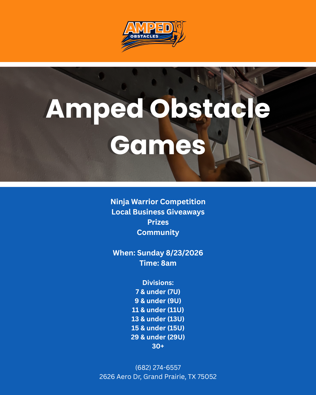 Wellness, Fitness, Obstacle Course, and Ninja Warrior Competition in Grand Prairie, TX near Dallas - The DFW's newest indoor ninja warrior academy is now open! Sign up for the best competitive community gym experience in 2026