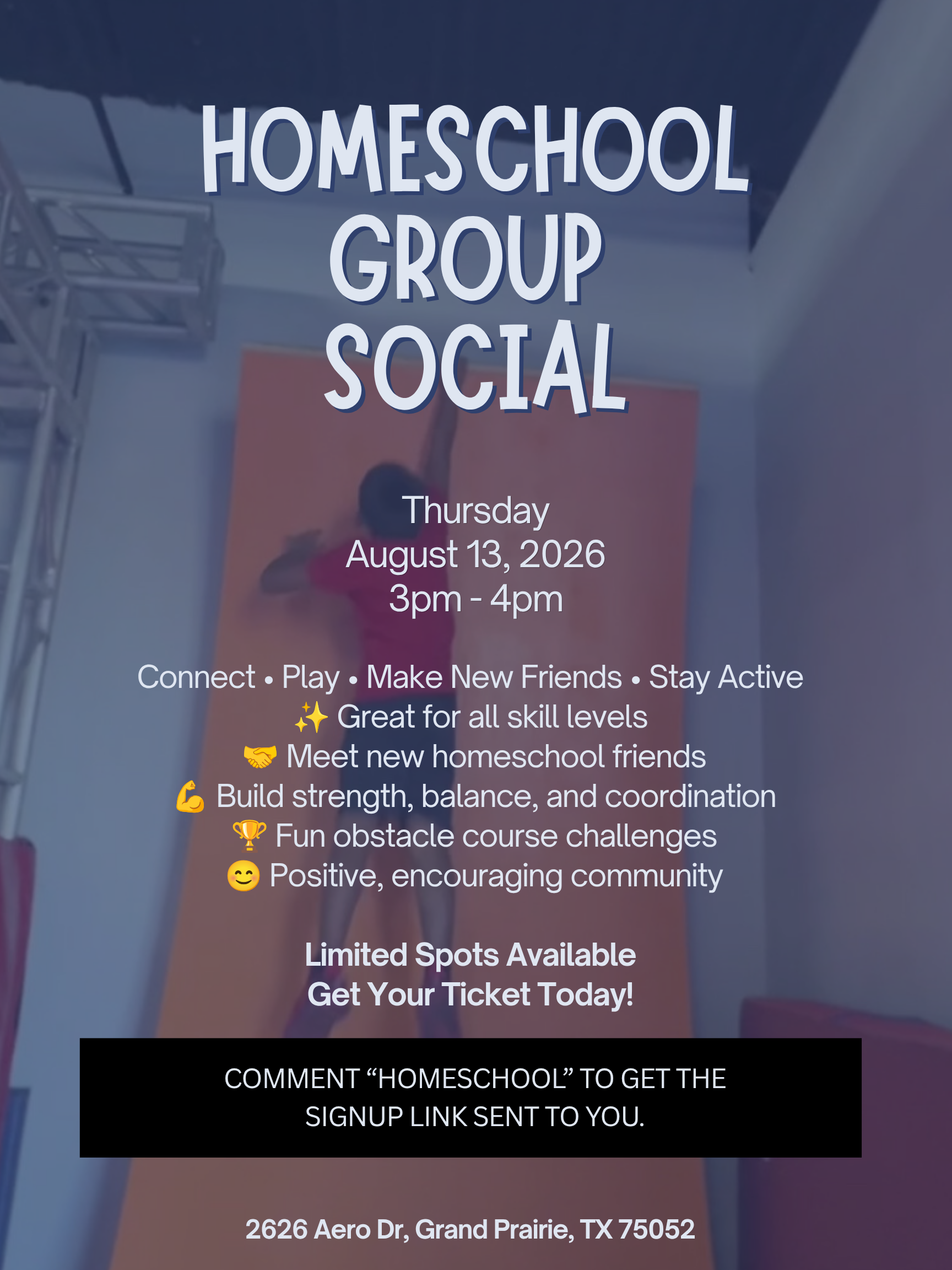 Homeschool group social in grand prairie tx near dallas - Get PE credit, family time, indoor play and activity, develop hand eye coordination, strength, balance