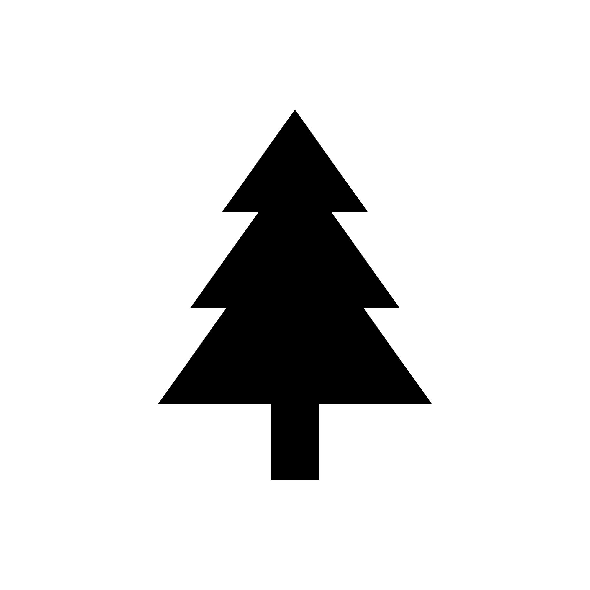 Black and white circular icon with a silhouette of a pine tree in the center, representing a nature or outdoor symbol.