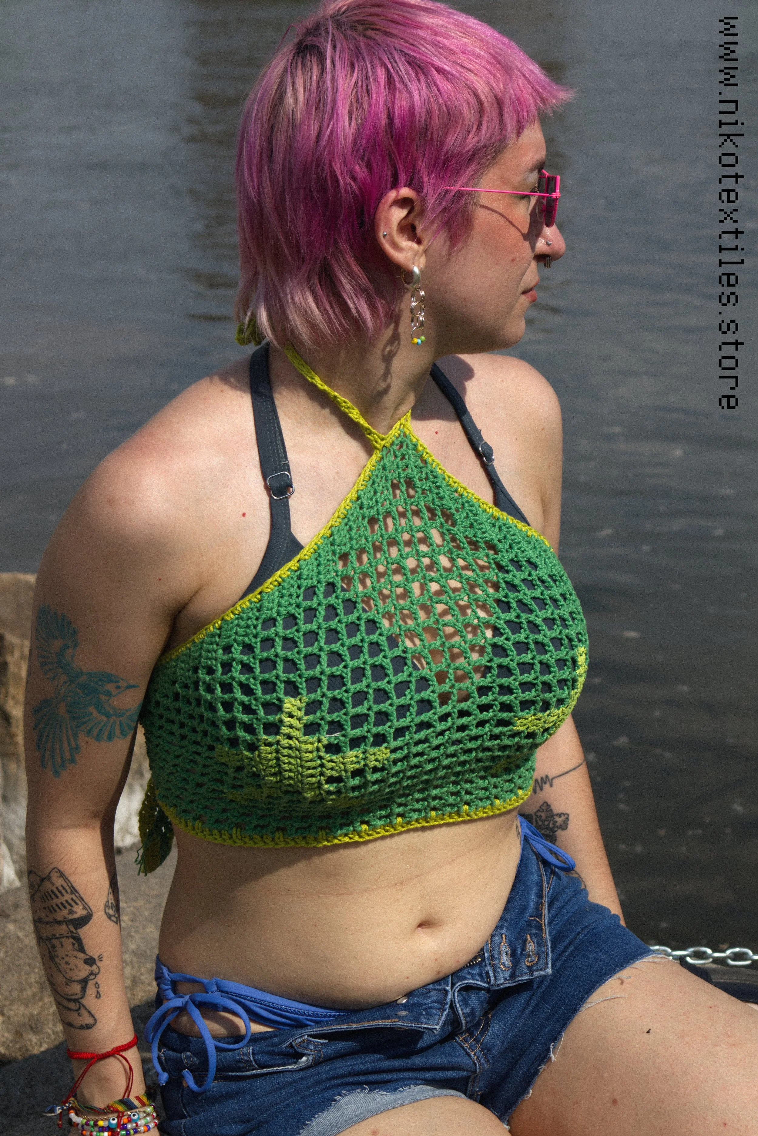 Green Star Halter Top