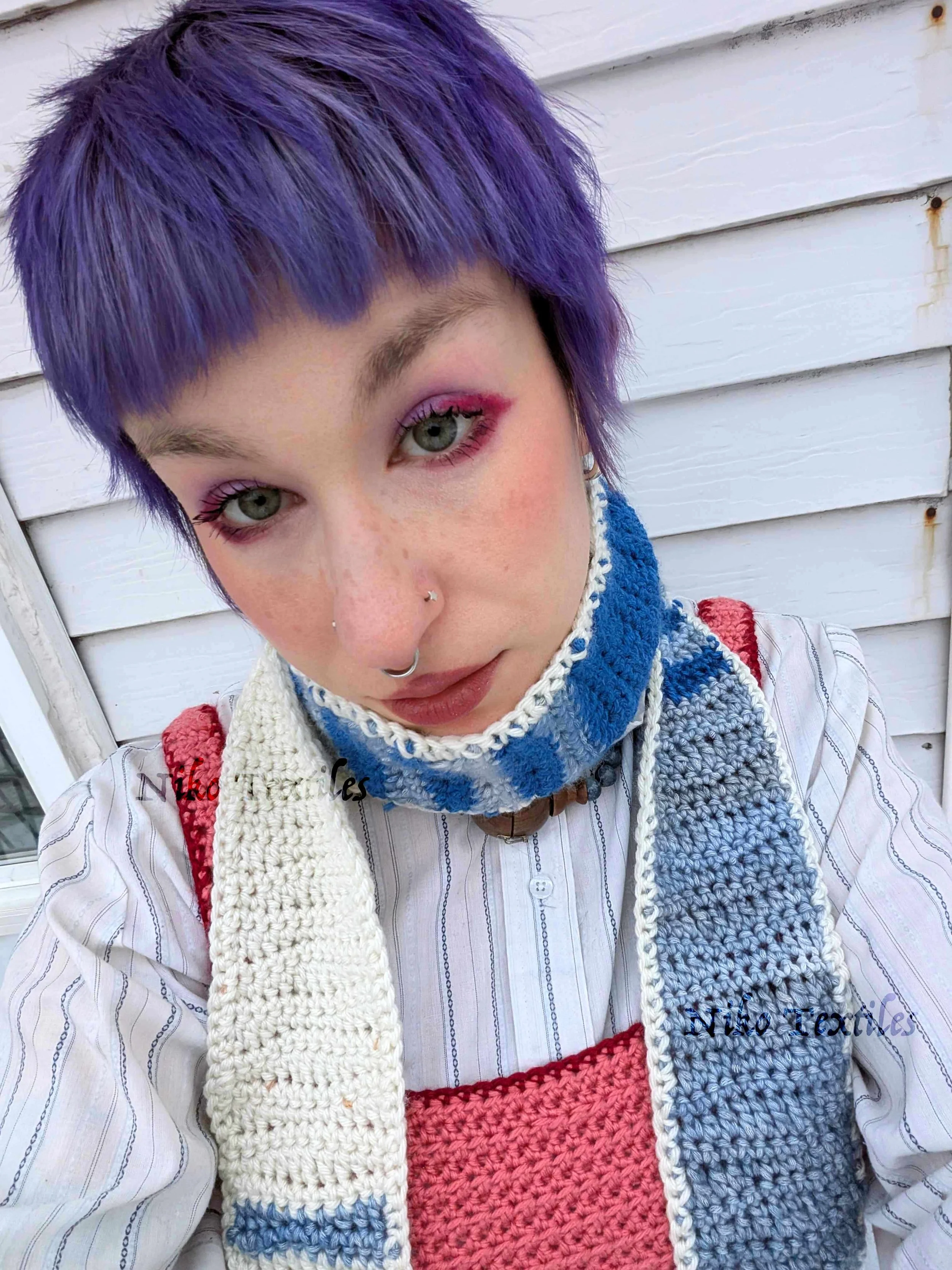 White and Blue Scarf