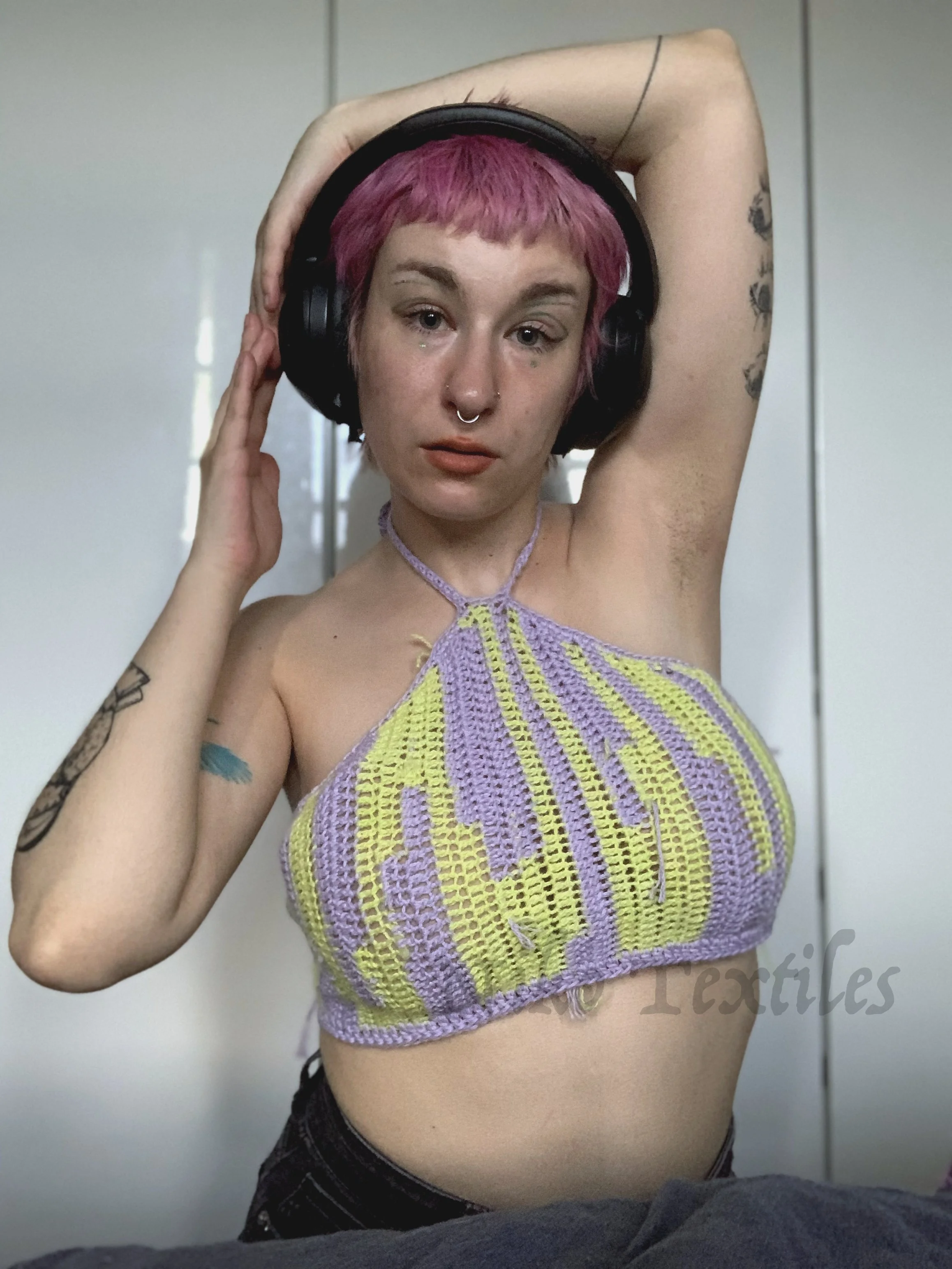 Scrap Chartreuse and Lilac Halter Top 3.jpg