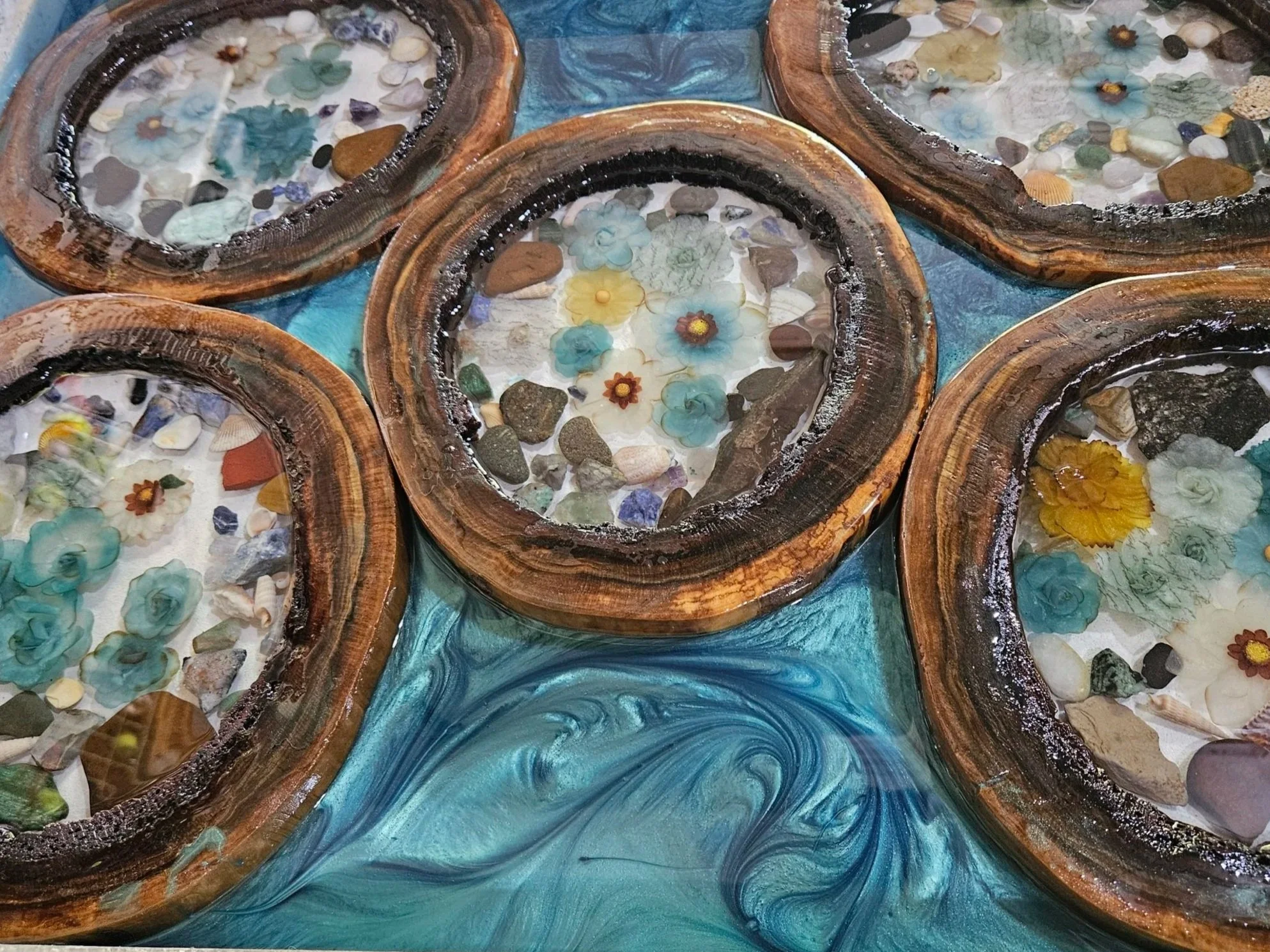 Custom resin river table