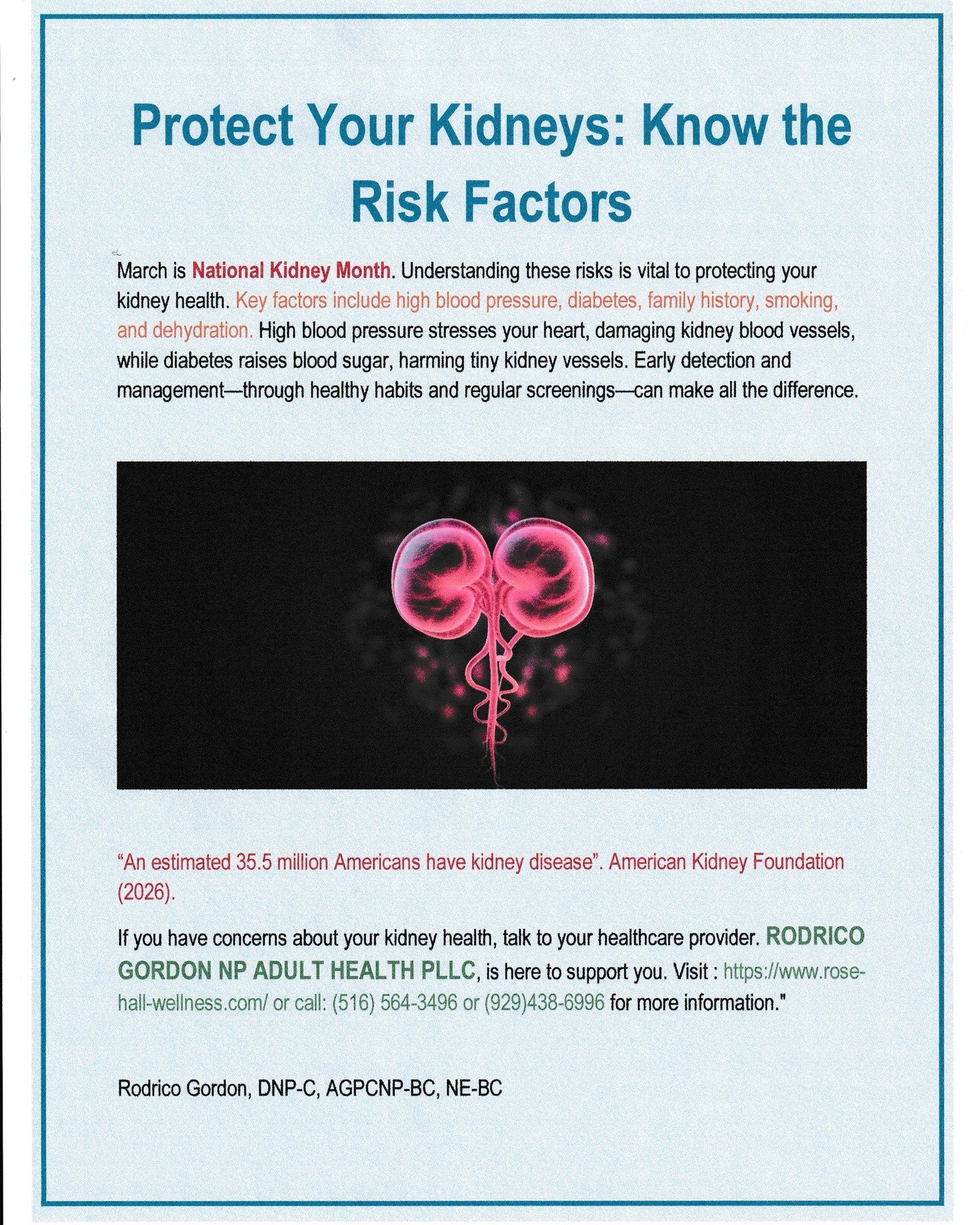 March is National Kidney Month-Remember to get your screenings with your healthcare provider!