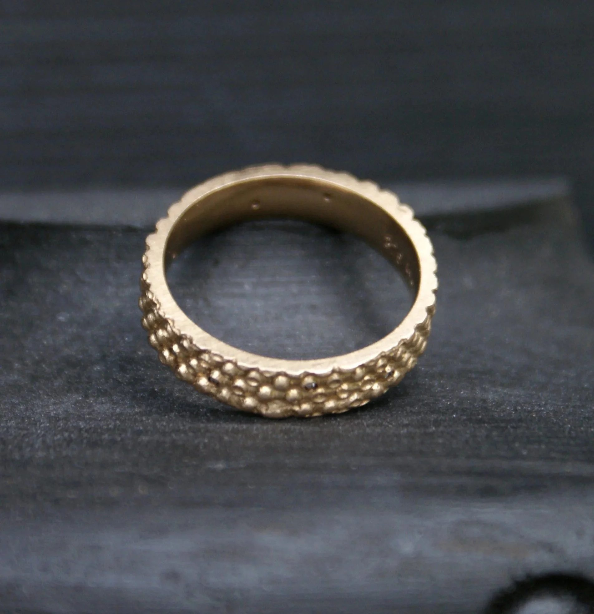 9ct yellow gold ring with diamonds hand made by georgie brooks