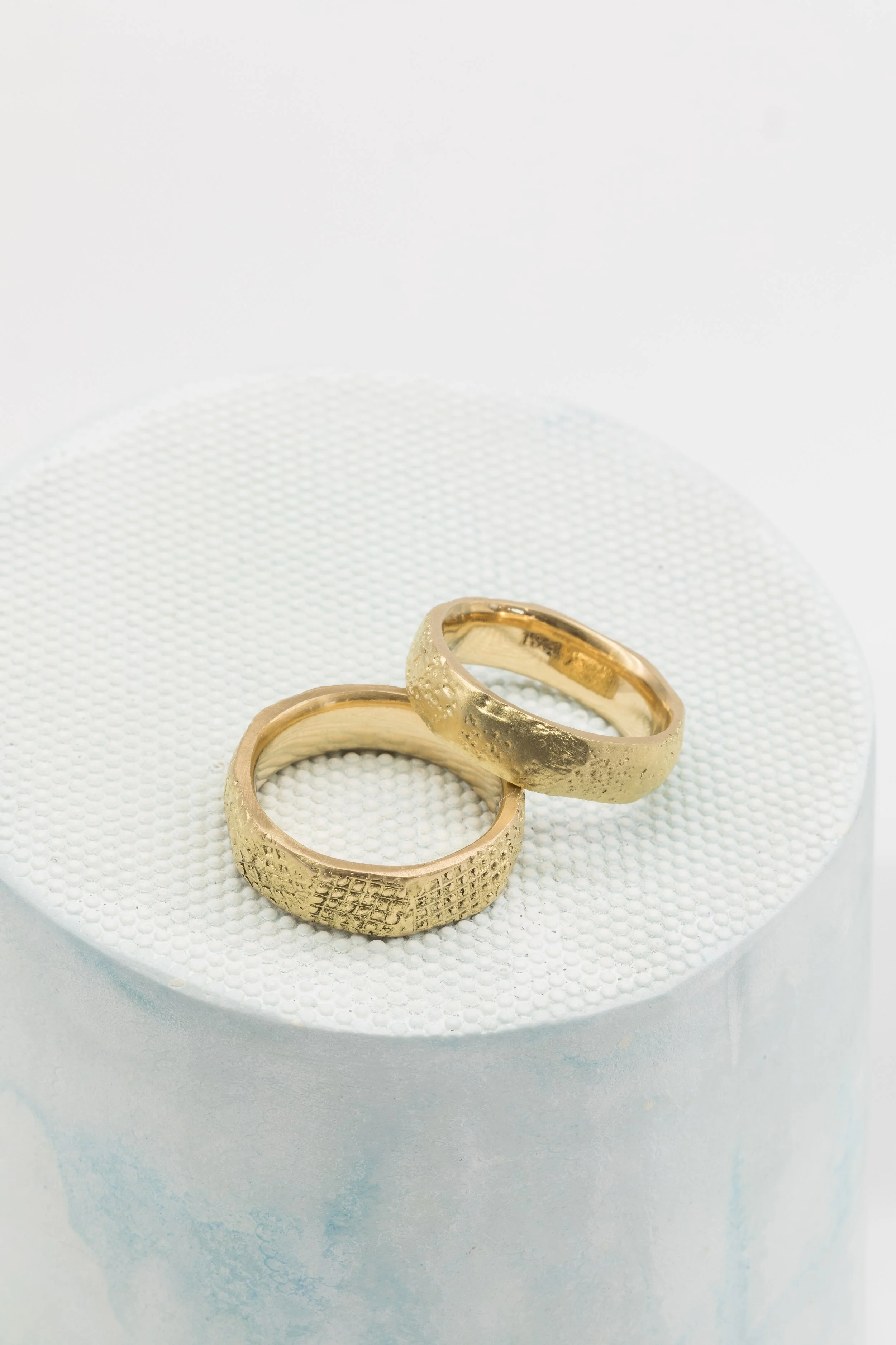 Hand made gold rings by Georgie Brooks.